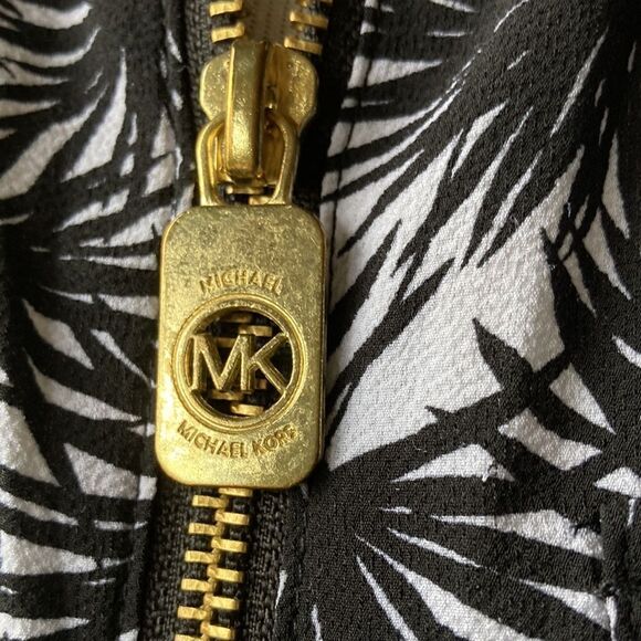 Michael Kors Quarter Zip Black & White Tab Sleeves Long Line Tunic Size L - Picture 7 of 10